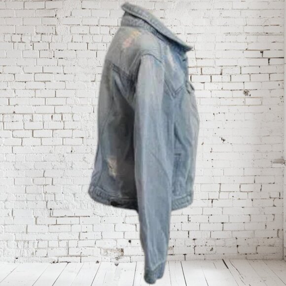 Vintage Dollhouse Distressed Blue Jean Jacket Stone Washed - Picture 2 of 4